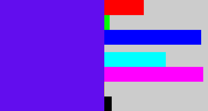 Hex color #620dee - blue violet