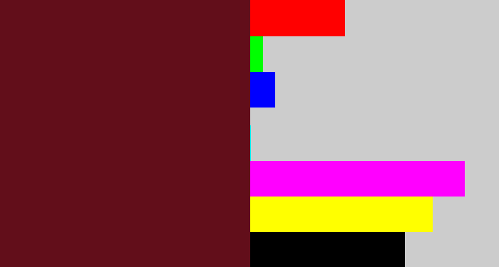 Hex color #620e1a - claret