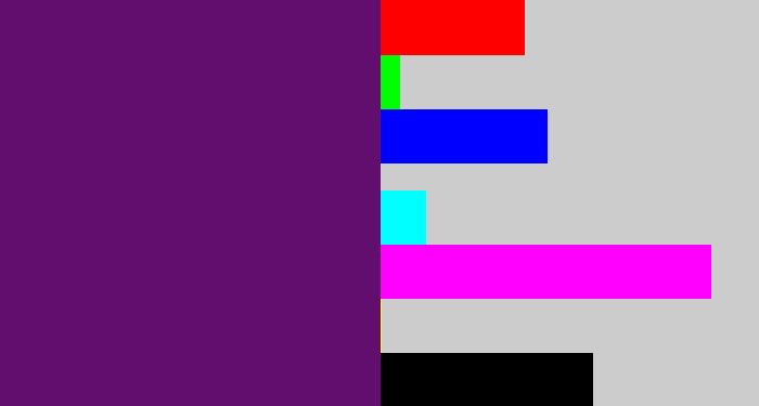 Hex color #620e6f - darkish purple