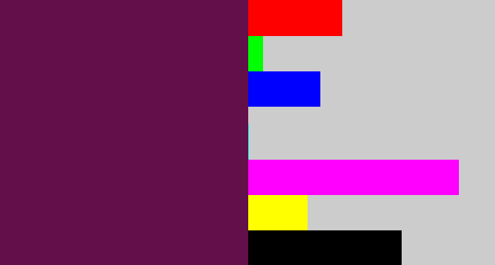 Hex color #620f4a - grape purple