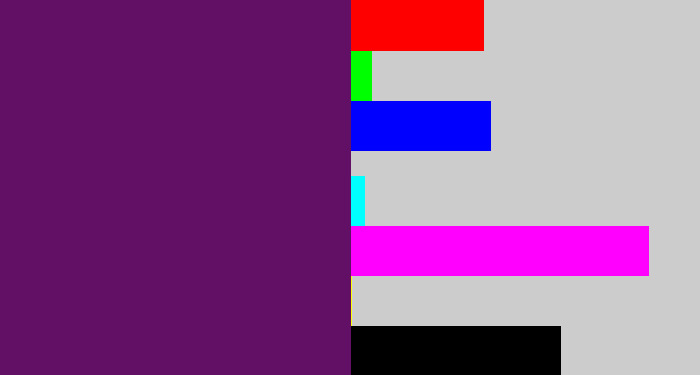 Hex color #620f66 - grape purple