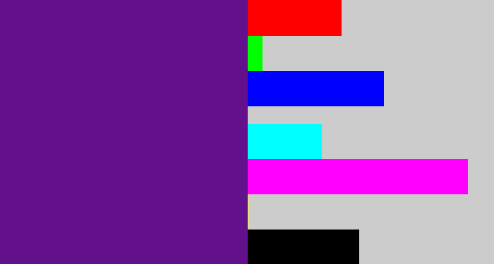 Hex color #62108c - darkish purple