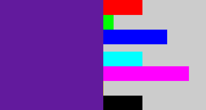 Hex color #621a9d - purple
