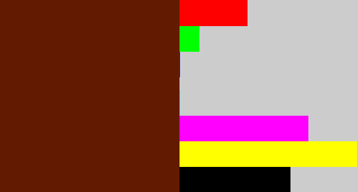 Hex color #621b01 - reddy brown