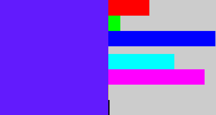 Hex color #621bfd - purplish blue