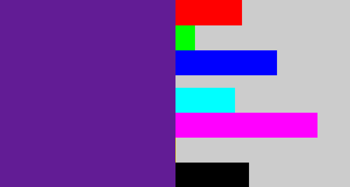 Hex color #621c95 - purple