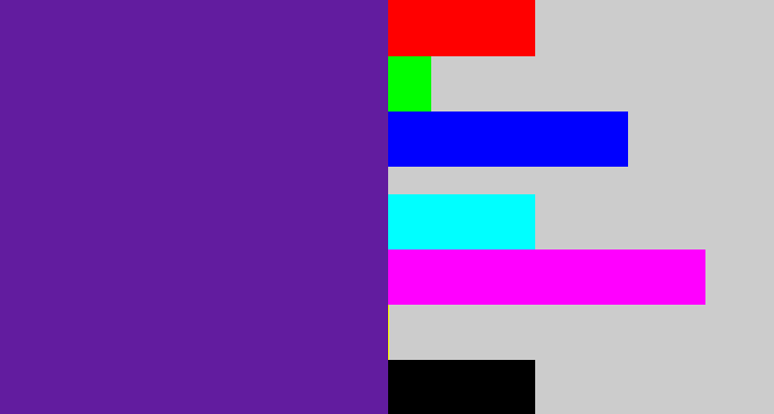 Hex color #621c9f - purple