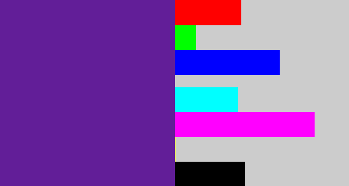 Hex color #621e98 - purple