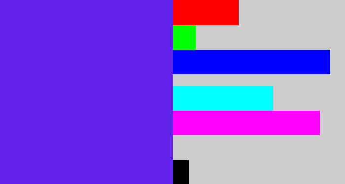 Hex color #6222e9 - purply blue