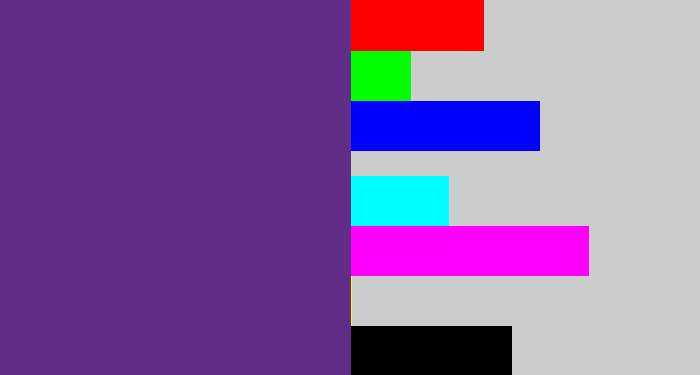 Hex color #622c89 - darkish purple