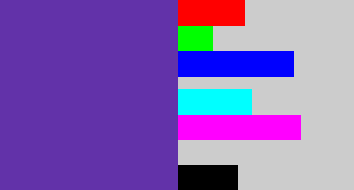 Hex color #6232a9 - bluey purple