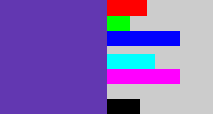 Hex color #6237b1 - bluey purple