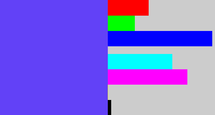 Hex color #6241f7 - purpleish blue