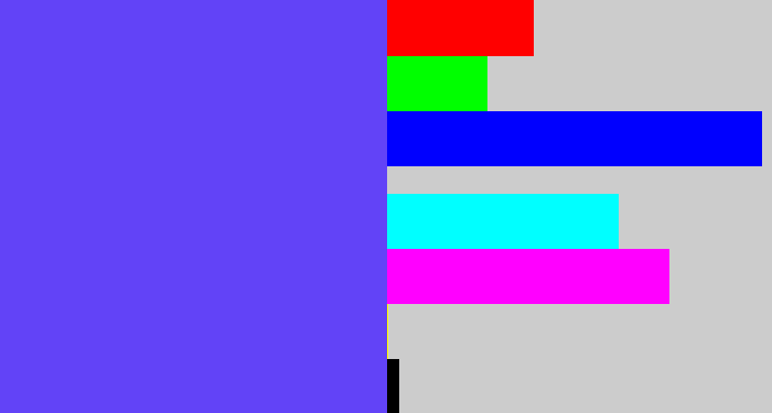 Hex color #6243f7 - purpleish blue