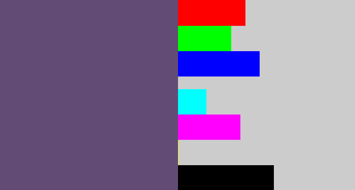 Hex color #624c75 - dirty purple