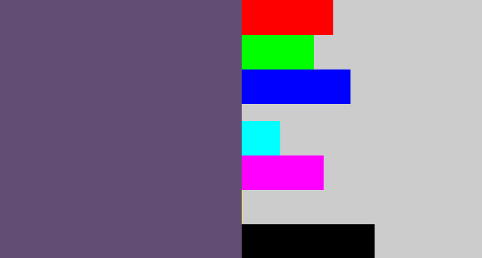 Hex color #624d74 - dirty purple
