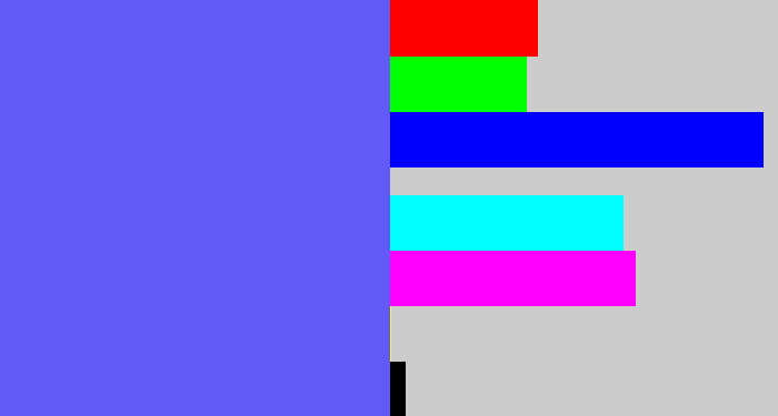 Hex color #625af6 - purpleish blue