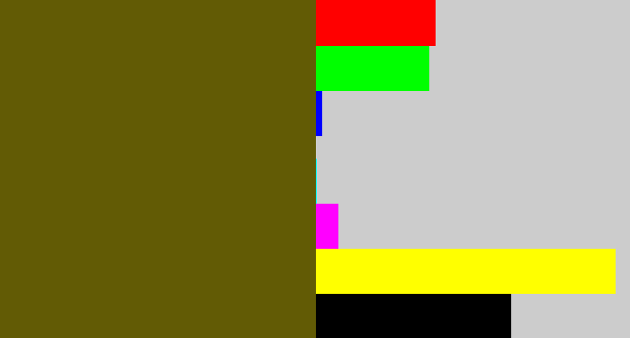 Hex color #625b05 - olive brown
