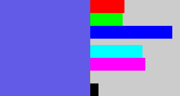 Hex color #625be8 - dark periwinkle