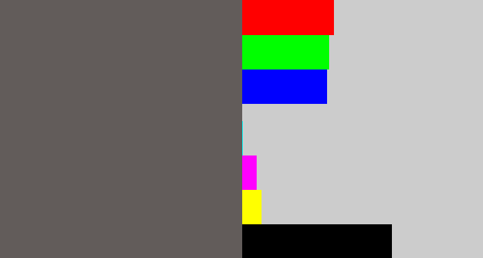 Hex color #625c5a - gunmetal