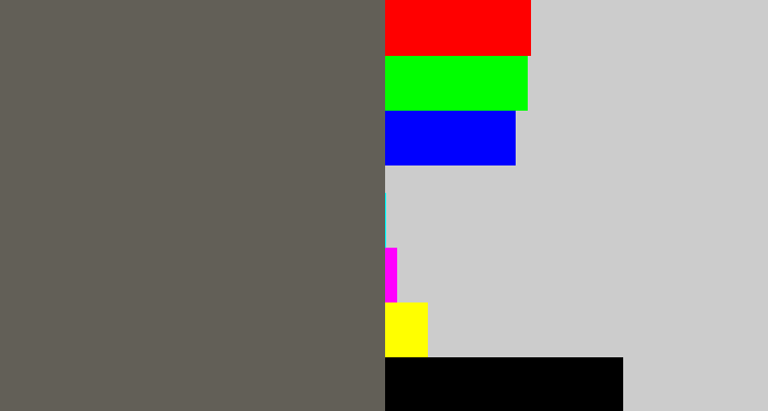 Hex color #625f57 - gunmetal
