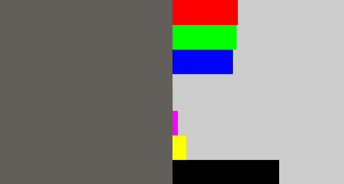 Hex color #625f5a - gunmetal