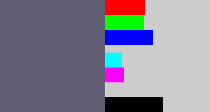 Hex color #625f74 - slate grey