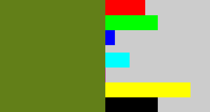 Hex color #627f18 - sap green