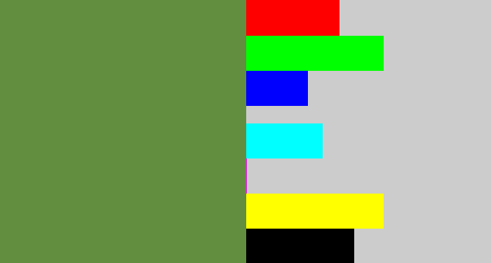 Hex color #628e3f - moss green