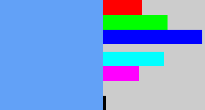 Hex color #62a1f7 - soft blue
