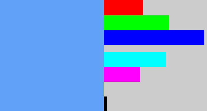Hex color #62a1f8 - soft blue