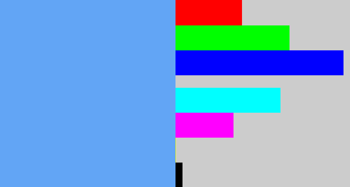Hex color #62a5f5 - sky blue