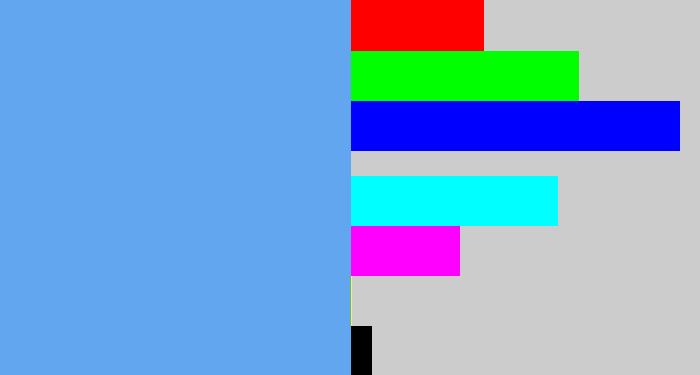Hex color #62a6f0 - soft blue