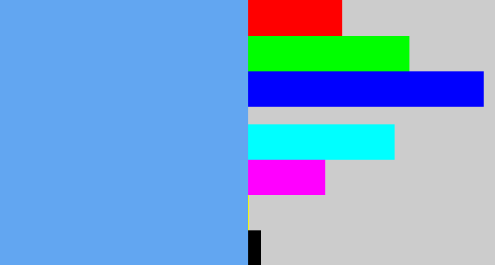 Hex color #62a6f1 - sky blue
