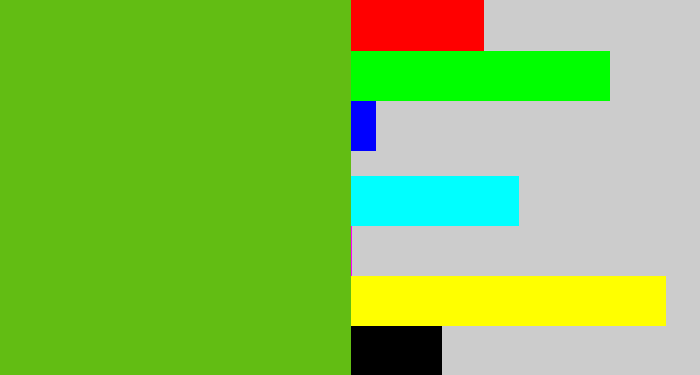 Hex color #62bd13 - frog green
