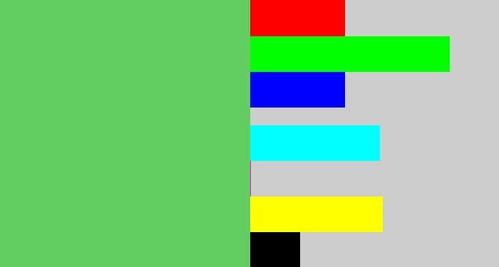 Hex color #62cd60 - lightish green