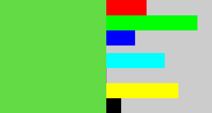 Hex color #62db45 - fresh green