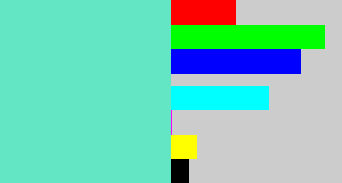 Hex color #62e6c3 - light greenish blue