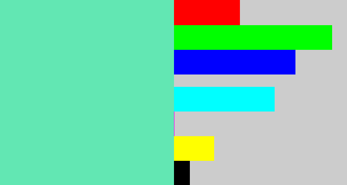 Hex color #62e7b3 - light greenish blue