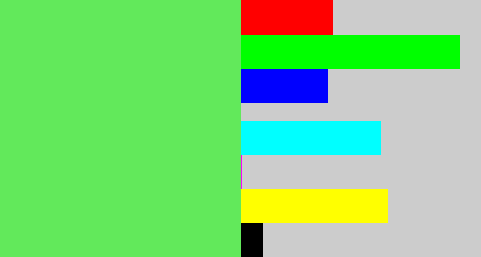 Hex color #62e95b - lightish green