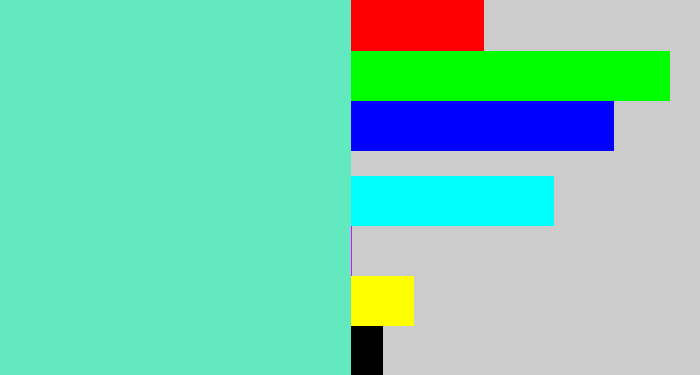 Hex color #62e9c0 - light greenish blue