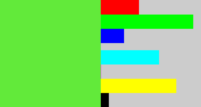 Hex color #62ea3a - toxic green