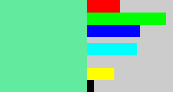 Hex color #62ea9f - light green blue