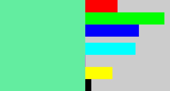 Hex color #62eda0 - light green blue