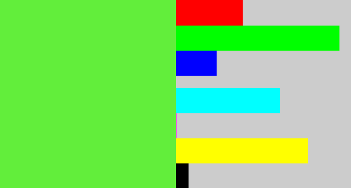 Hex color #62ee3b - toxic green