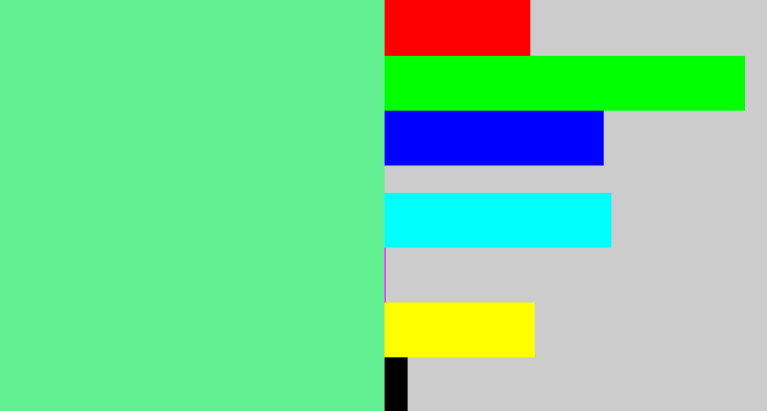Hex color #62ef91 - light green blue