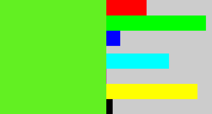 Hex color #62f022 - toxic green