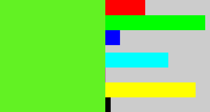 Hex color #62f223 - toxic green