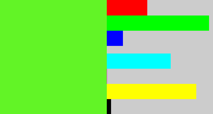 Hex color #62f426 - toxic green
