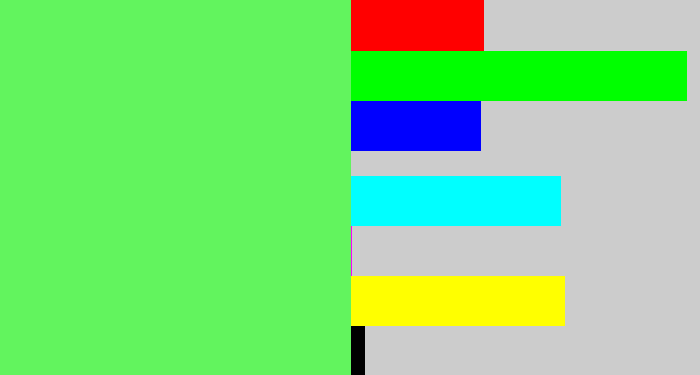 Hex color #62f45e - light bright green